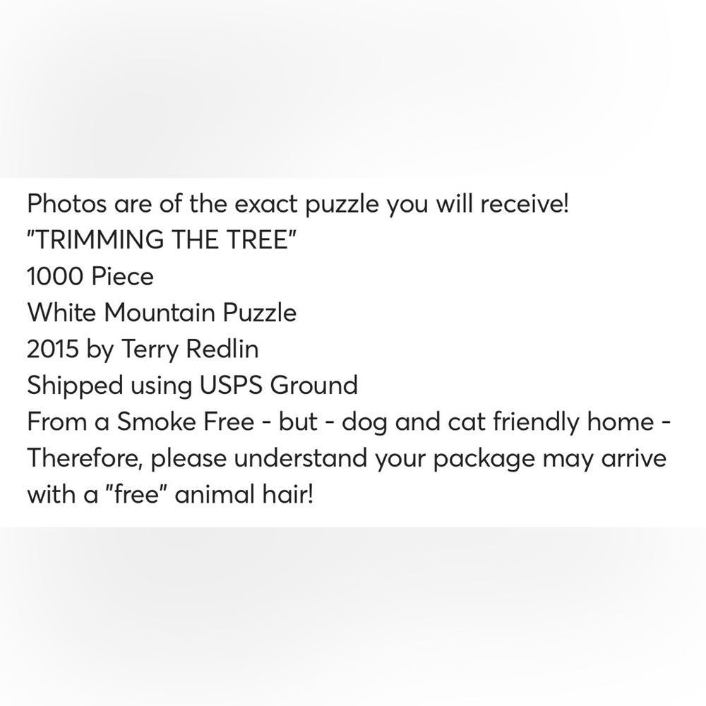 24x30-“TRIMMING THE TREE" 1000 Piece White Mountain Puzzle 2015 by Terry Redl - Picture 9 of 9